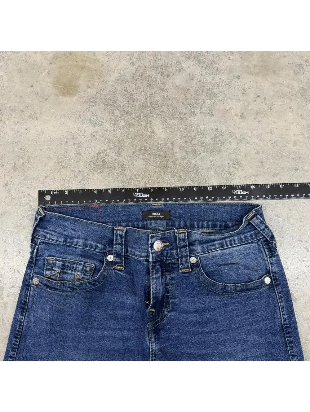 vintage true religion ricky blue straight leg jeans size 30 x 30